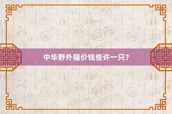中华野外猫价钱些许一只？